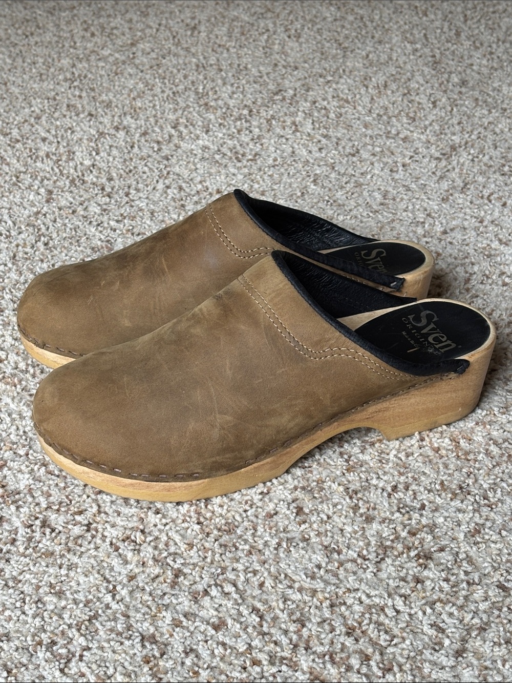 Sven Men’s Brown Suede Clogs Shoes Bendable Base Eu 44 US 10-11 Made in USA